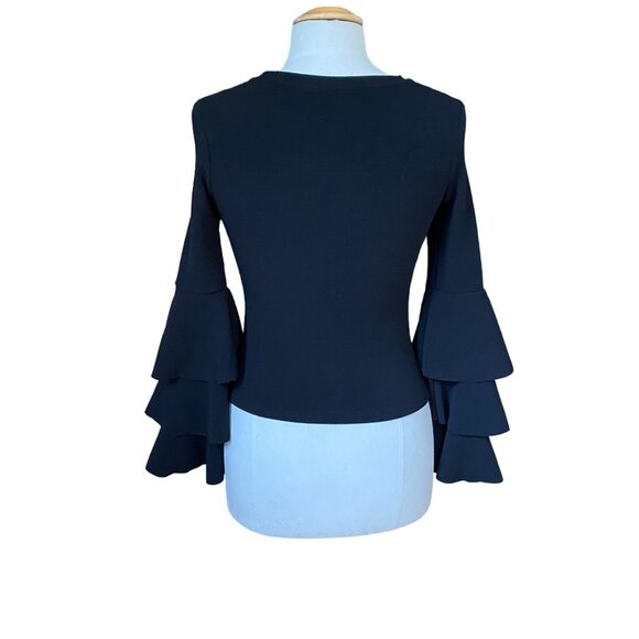 Cut-Out Bell Ruffle Sleeve Top Size XS Black Witchy Whimsigoth Witchy Goth - Picture 7 of 12